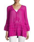 Arien Lace-inset Gauze Tunic, Orchid