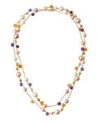 Paradise Long 18k Pearl & Semiprecious Gemstone Necklace