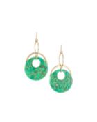 Carved Green Turquoise Drop Earrings
