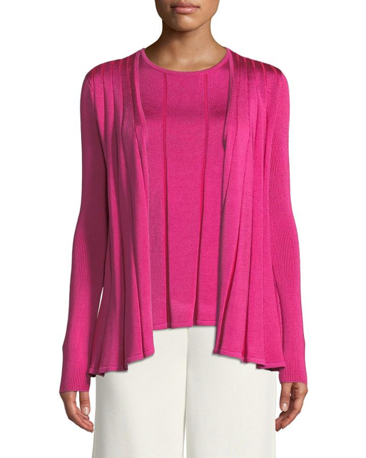 Plaited Fit-&-flare Knit Cardigan