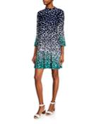 Double Border Puff-print A-line Dress