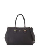 Amelia Large Leather Tote Bag, Black