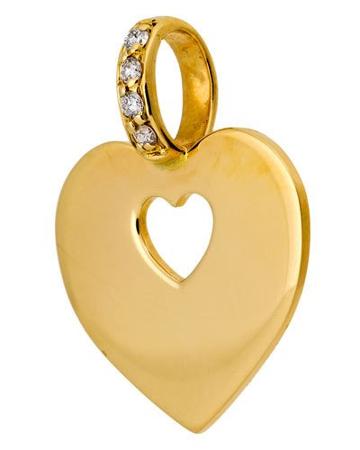 18k Yellow Gold Heart Secret Pendant W/ Diamonds