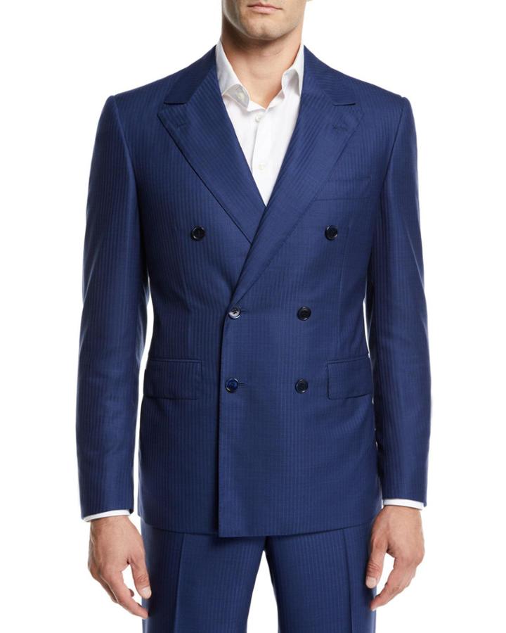 Men's Solid Woven Double-breasted