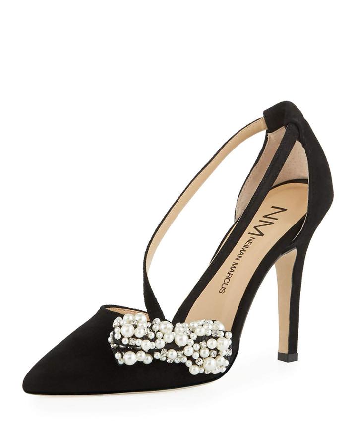 Flanna Pumps With Pearly Bow Embellishment