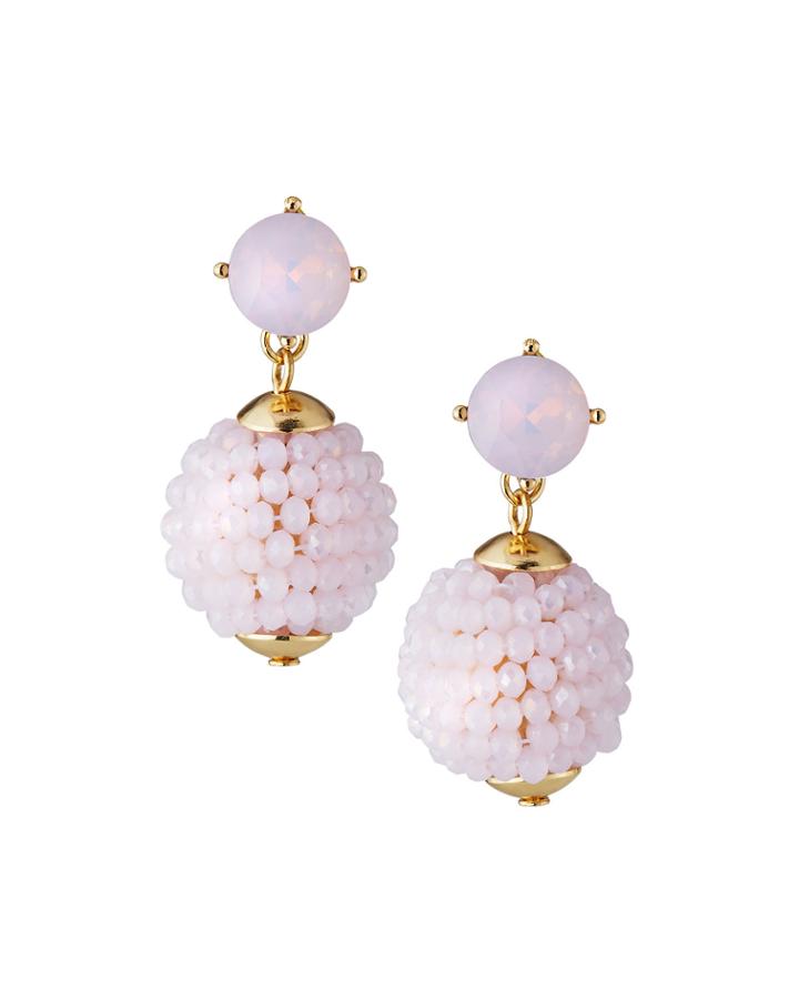 Beaded Drop Earrings, Pink