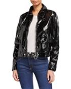 Patent Faux-leather Biker Jacket - Inclusive