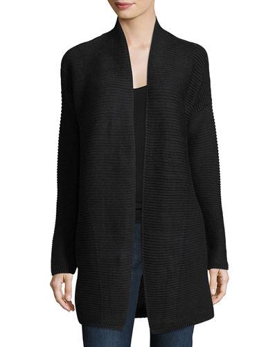 Ribbed Drape-front Cardigan