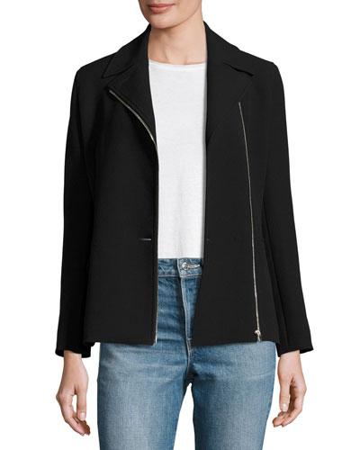 Asymmetric-zip Suiting Jacket, Black