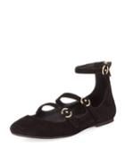 Helene Strappy Suede Ballerina Flat