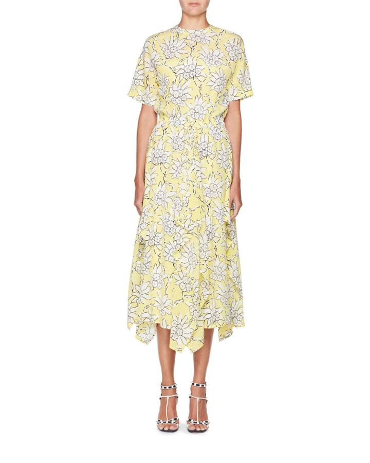 Floral-print Short-sleeve A-line