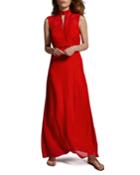 Naomi Silk Flower Applique Gown, Red
