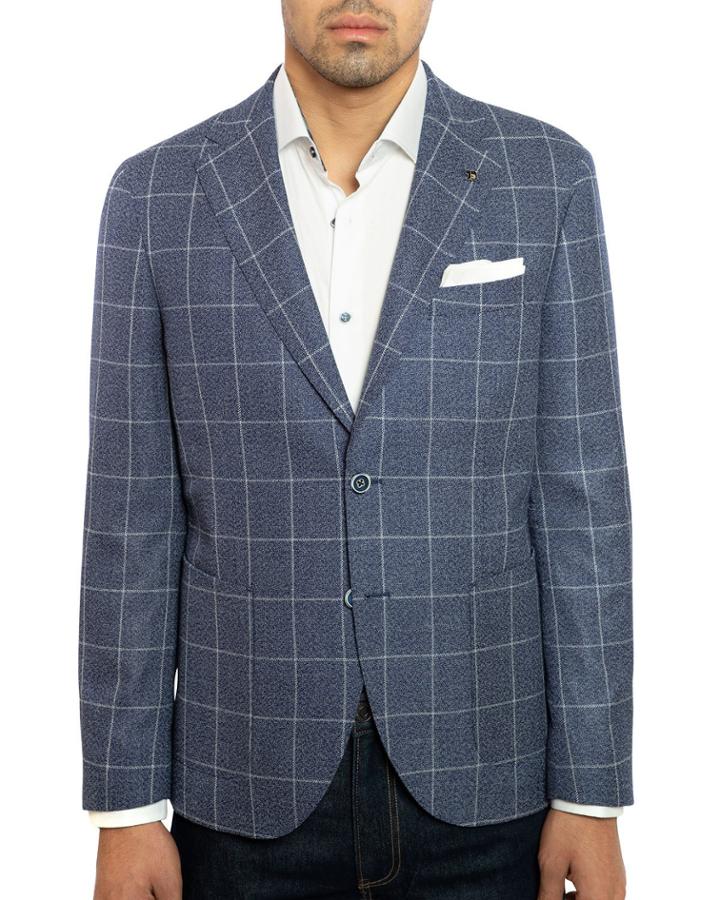 Men's Slim-fit Cotton/linen Windowpane Blazer