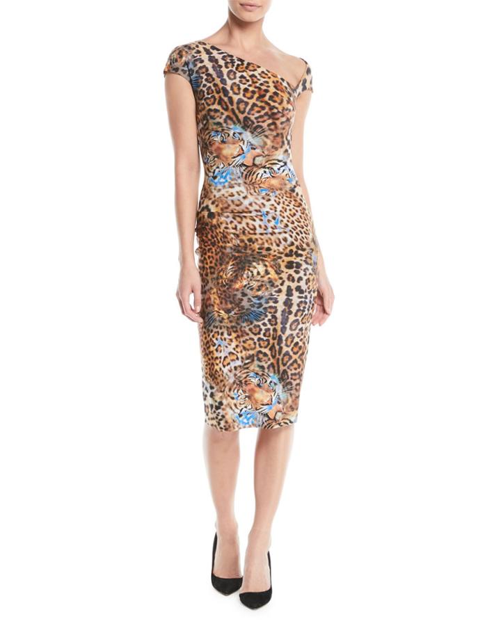 Emanuela Asymmetric Leopard-print Dress