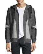 Paneled Zip-front Hoodie, Black/gray