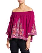 Hazelton Off-the-shoulder Embroidered Top