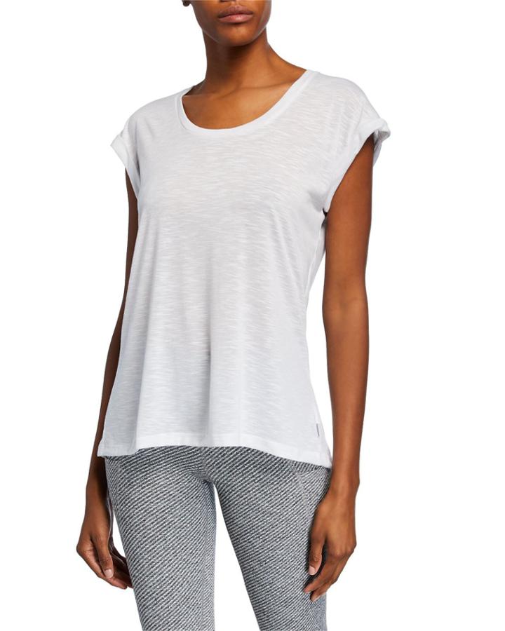 Rowena Scoop-neck Short-sleeve Strappy Open-back Tee