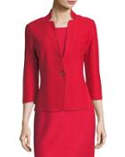 Lattice Pique Knit 3/4-sleeve Jacket