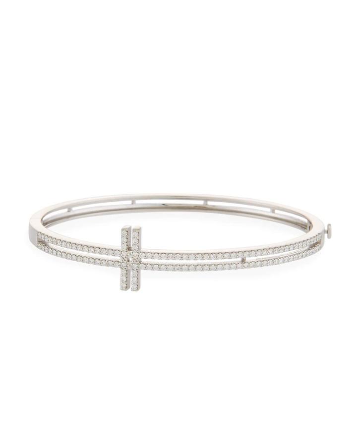 18k White Gold Art Deco Diamond T Bracelet
