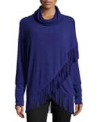 Chelsea & Theodore Cowl-neck Fringe-trim Wrap Sweater, Concord Crush, Women's, Size: Medium, Concord Cr