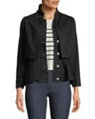 Button-front Long-sleeve Layered Denim Jacket