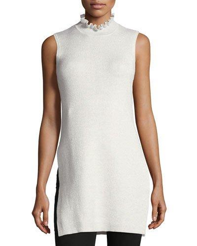 Ribbed High-neck Sleeveless Tunic