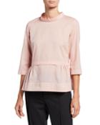 3/4-sleeve Peplum Cotton Top