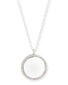 Cosmos Sterling Silver Pav&eacute; Diamond Locket Necklace,