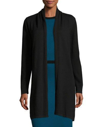 Raquel Open-front Long Cardigan, Black