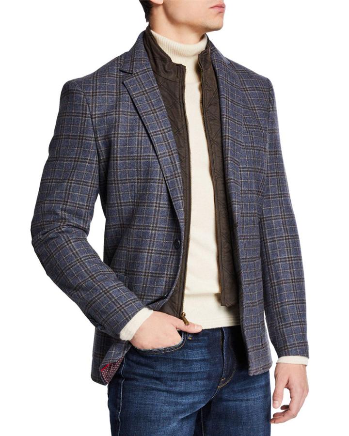 Men's Zip-out Bib Butler Plaid Blazer