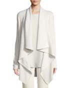 Cozy Flannel Sequin Open-front Waterfall Cardigan
