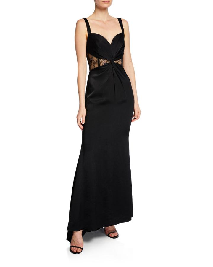Sweetheart Sleeveless Macro-lace Corset Inset Gown