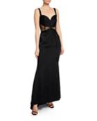 Sweetheart Sleeveless Macro-lace Corset Inset Gown