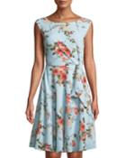 Floral Faux-wrap Sleeveless Dress