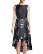 Floral-taffeta High-low Cocktail Dress