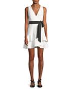 Olena Sleeveless Belted Flounce