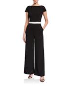 Contrast Stretch Crepe Jumpsuit