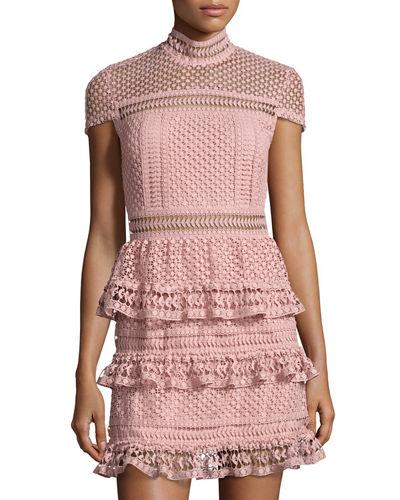 Mock-neck Crochet-lace Dress