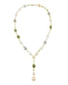 18k Gold Peridot, Sapphire & Pearl Y-necklace