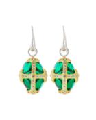 Fleur-over-stone Drop Earrings In Green Quartz