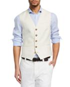 Men's Traditional Pinstriped Delave Linen Waistcoat