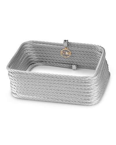 Square Cable Bangle W/ Diamond Charm