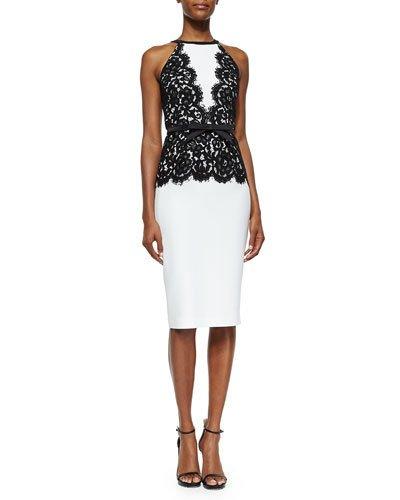 Floral Lace-overlay Bow-belted Dress
