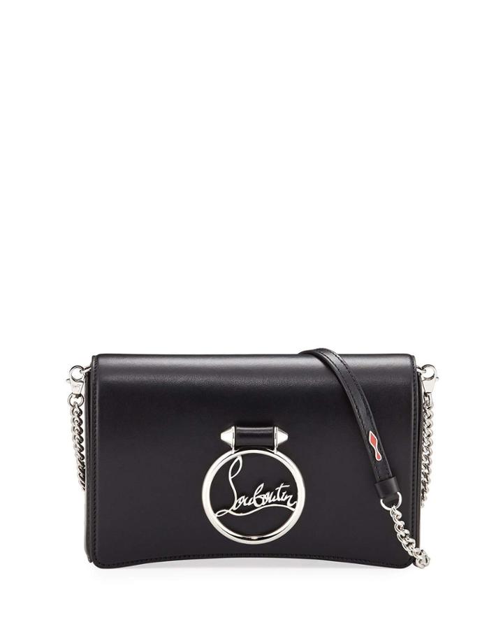 Ruby Lou Leather Logo-ring Clutch Bag