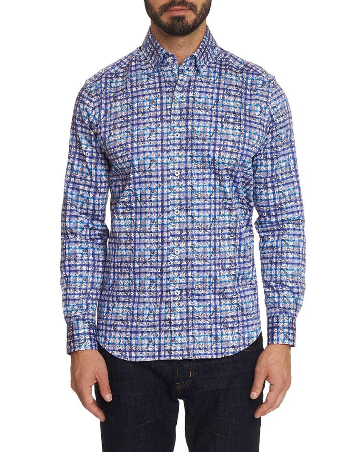 Men's Gavras Tailored-fit Floral Plaid