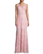 V-neck Sleeveless Lace Applique Dress