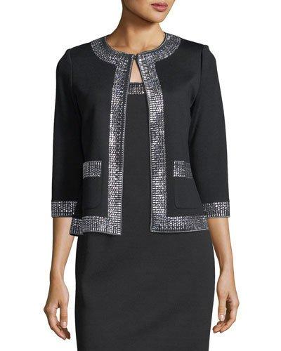 Sequin-trim Milano-knit Jacket