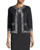 Sequin-trim Milano-knit Jacket
