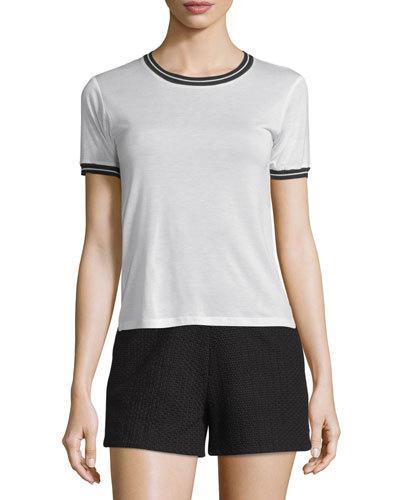 Stevie Tipped Jersey Tee, Blanc