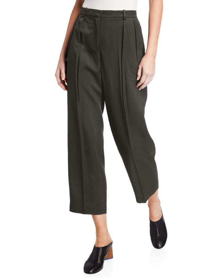 Sleek Twill Cropped Trousers